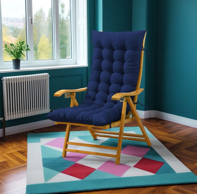 SOFT SNOOZE Microfibre Chair Pad Pack of 1 Solid Soft(Blue)