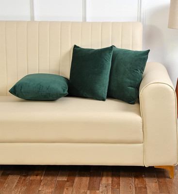 Hundur Store Polyester Fibre Solid Cushion Pack of 3(Green)