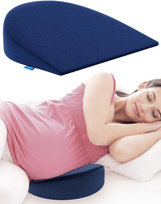 HOSPIKART Memory Foam Maternity Pillow Wedge for Supporting Belly, Back During Pregnancy Memory Foam Solid Pregnancy Pillow Pack of 1(Navy Blue)