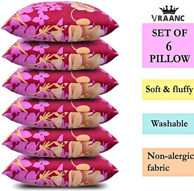 vraanc Polyester Fibre Abstract Sleeping Pillow Pack of 6(Pink)