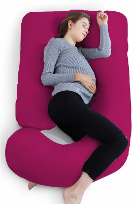 Mom's Moon Upgrade Model Of Pregnancy Pillow Microfibre Solid Pregnancy Pillow Pack of 1(Wine)