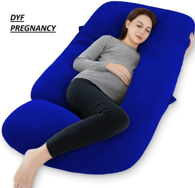 dyf ultra soft j shaped Polyester Fibre Solid Pregnancy Pillow Pack of 1(Blue)