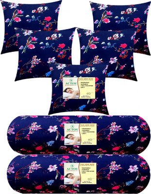 ACTOS Microfibre Bolster Pack of 7 Floral(Blue)