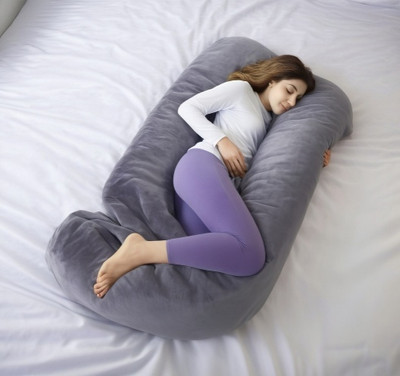 THUKRAN Polyester Fibre Solid Pregnancy Pillow Pack of 1(Grey)