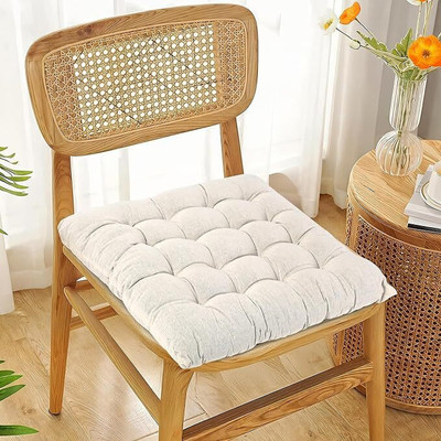 AartiEnterprise Microfibre Solid Chair Pad Pack of 1(White)