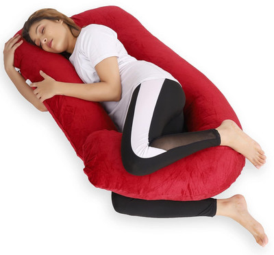 Mojo Ultra soft j shaped pillow Polyester Fibre Solid Pregnancy Pillow Pack of 1(Red)