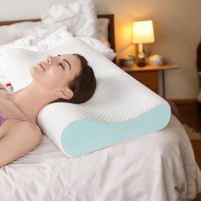 zaiko Memory Foam Solid Orthopaedic Pillow Pack of 1(SKY)