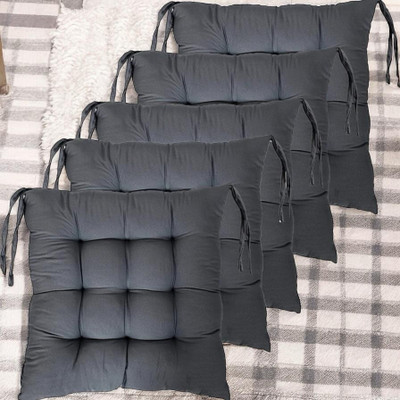 SOFT SNOOZE Soft Luxury Microfibre Solid Chair Pad Pack of 5(Grey)