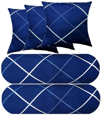 PALVIT Microfibre Abstract Bolster Pack of 5(Blue)