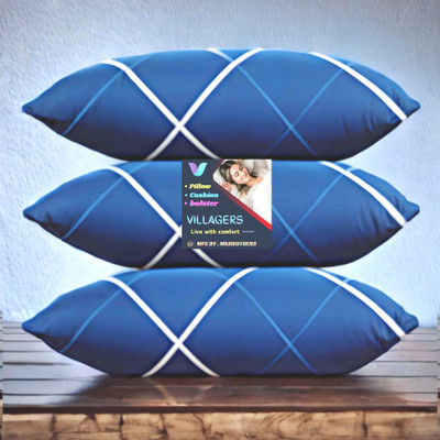 Tecsun LUXURY Microfibre Abstract Sleeping Pillow Pack of 3(Blue)