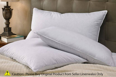 LINENWALAS Microfibre Solid Sleeping Pillow Pack of 2(White)