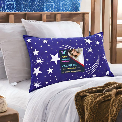 VILLAGERS Polyester Fibre Abstract Sleeping Pillow Pack of 1(Blue)
