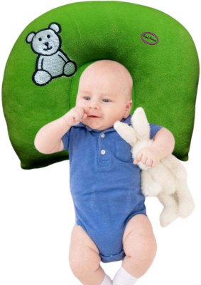 HouseOfCommon Newborns Teddy Design Velvet U-Shape Head Shaping Pillow Mustard Seeds Animals Baby Pillow Pack of 1(Green)