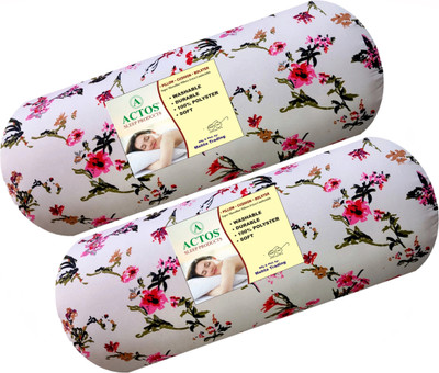 ACTOS Microfibre Floral Sleeping Pillow Pack of 2(White)