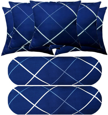 SANJU BROTHER 2 Bolester 5 Cushion Microfibre Abstract Bolster Pack of 7(Blue)