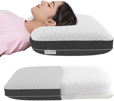 MY ARMOR Hybrid Pillow Dual Firmness Memory Foam Side Support Microfiber Side Softness | Memory Foam, Microfibre Geometric Orthopaedic Pillow Pack of 1(White & Black)