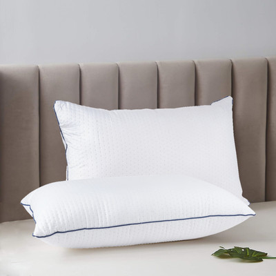 BETTER SLEEP furnishing Microfibre Sleeping Pillow Pack of 2 Polka ComfortCloud Series – Premium Microfiber Pillow(White and Blue)