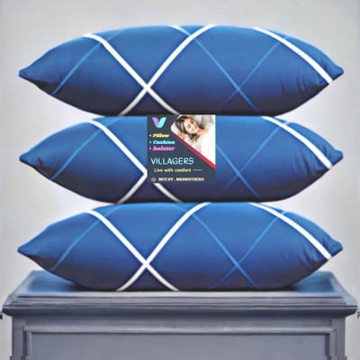 NKSNIMYSTORES LUXURY Microfibre Abstract Sleeping Pillow Pack of 3(Blue)