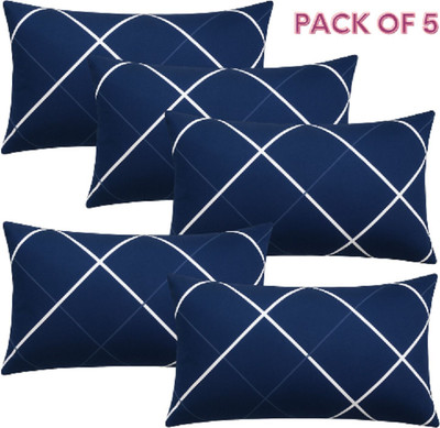 maatrikaa Polyester Fibre Sleeping Pillow Pack of 5 Nature Blue Line Pillow Polyster Fibre - 17*27 inch(Blue)