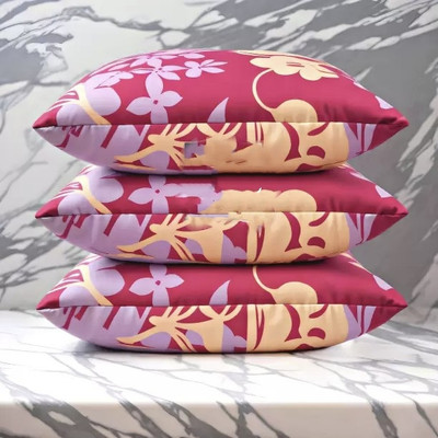 YPOLOIPO LUXURY Polyester Fibre Abstract Sleeping Pillow Pack of 3(Pink)