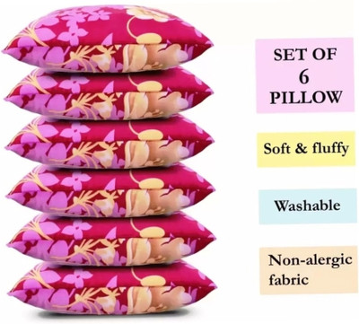 KHUKU Microfibre Solid Sleeping Pillow Pack of 6(Multicolor)