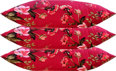 GKM Microfibre Floral Sleeping Pillow Pack of 3(Maroon)