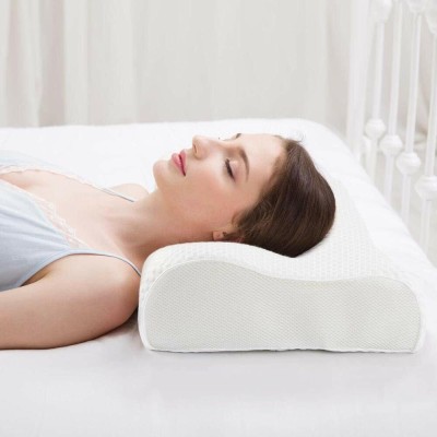 MT-ZHJL Cervical Contour Memory Foam Pillow / Stomache / Side Sleepers / Anti-Snoring Memory Foam Solid Orthopaedic Pillow Pack of 1(White)