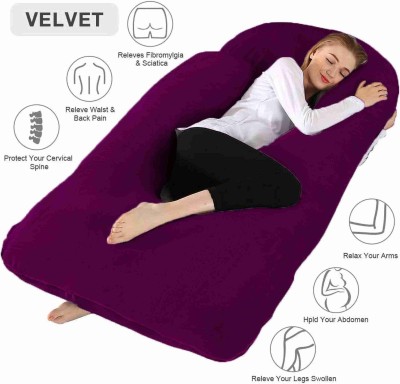 vyomfit Luxury Velvet G Shape Polyester Fibre Solid Pregnancy Pillow Pack of 1(wine)