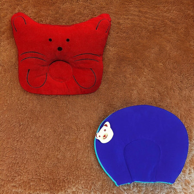 Ducudu Neck Support Baby Pillow Microfibre Solid Baby Pillow Pack of 2(Red & Blue)