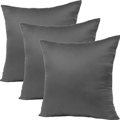 VLYSIUM PERFECT SLEEPER 24x24 inch big size cushion for sofa pillow set of 3 (60 cm*60 cm) Polyester Fibre Solid Cushion Pack of 3(Grey)