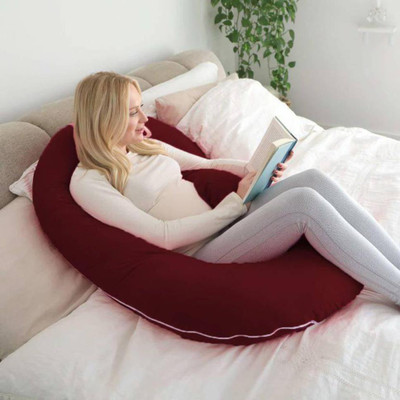 DCM pregnancy sleeping pillow Polyester Fibre Solid Pregnancy Pillow Pack of 1(Maroon)