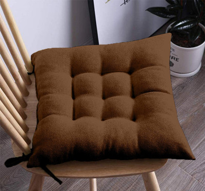 Softlife Chair_pad_03 Microfibre Solid Chair Pad Pack of 1(Brown)