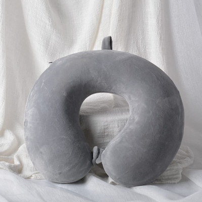 PUMPUM Travel Series Memory Foam Solid Travel Pillow Pack of 1(Grey)