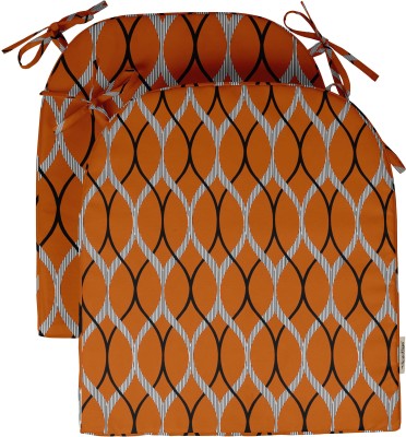 Vargottam Polyester Fibre Geometric Chair Pad Pack of 2(Orange)