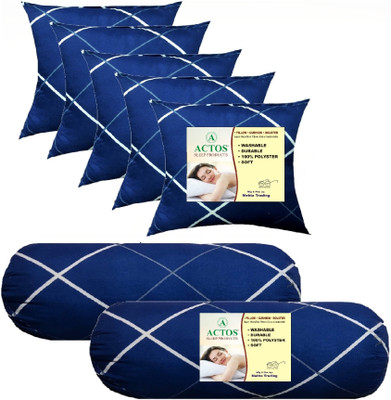 ACTOS Microfibre Geometric Bolster Pack of 7(Dark Blue9)