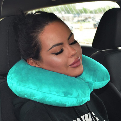YASHTU Fashion Microfibre Solid Travel Pillow Pack of 1(Blue)