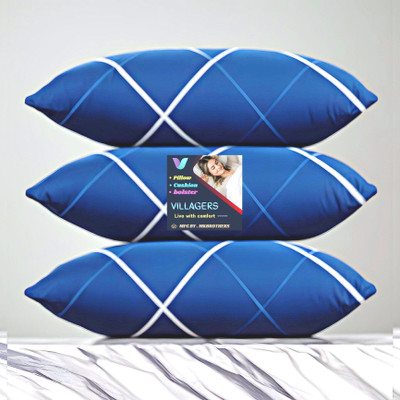 VILLAGERS LUXURY Microfibre Abstract Sleeping Pillow Pack of 3(Blue)