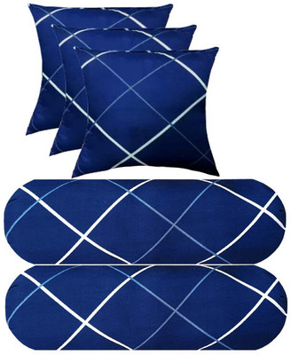 PALVIT Microfibre Abstract Bolster Pack of 5(Blue)