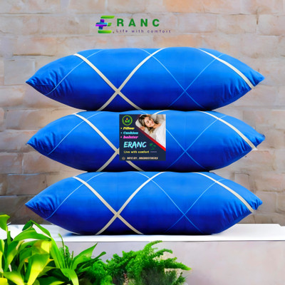 ERANC LUXURY Polyester Fibre Abstract Sleeping Pillow Pack of 3(Blue)