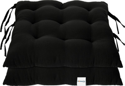 HOMESTIC by Kuber Industries Microfibre Solid Chair Pad Pack of 2(Black)