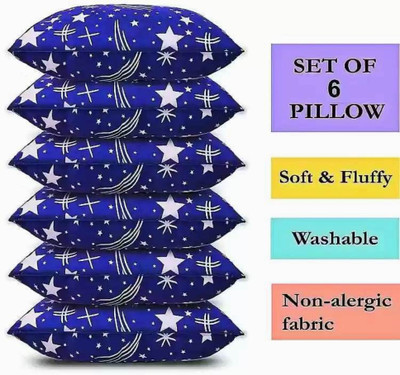 ERANC LUXURY Polyester Fibre Abstract Sleeping Pillow Pack of 6(Blue)