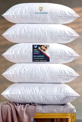 VILLAGERS Luxury Polyester Fibre Solid Sleeping Pillow Pack of 5(White)