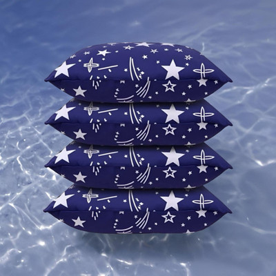 SOFT SNOOZE Luxury Microfibre Abstract Sleeping Pillow Pack of 4(Blue)