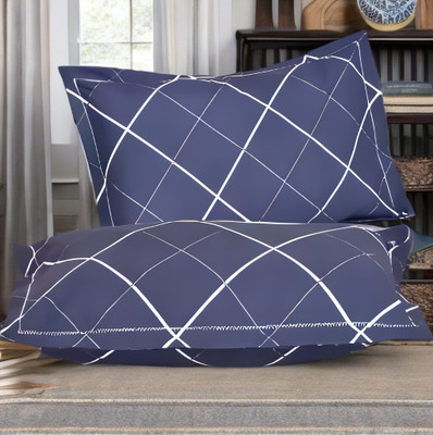 EIRINI LUXURY Polyester Fibre Solid Sleeping Pillow Pack of 2(Blue)