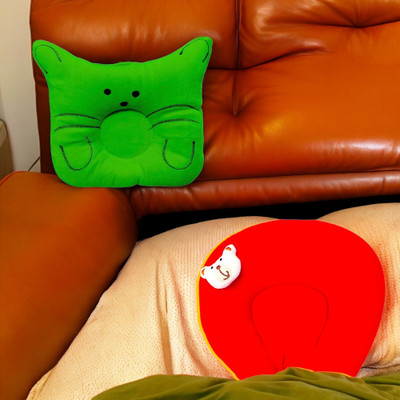 HouseOfCommon Microfibre Solid Baby Pillow Pack of 2(Red & Green)