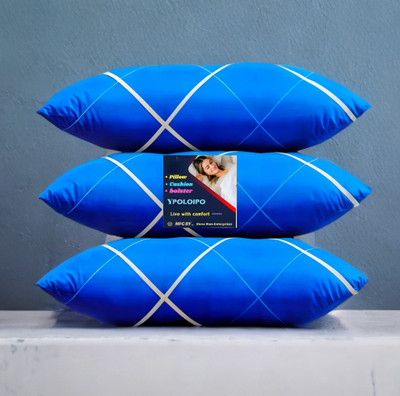 YPOLOIPO LUXURY Polyester Fibre Abstract Sleeping Pillow Pack of 3(Blue)