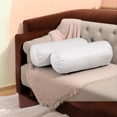 Urmila Creation Polyester Fibre Solid Bolster Pack of 2(White)