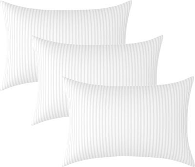 FLORAom Microfibre Sleeping Pillow Pack of 3 Stripes Extra Soft(White)