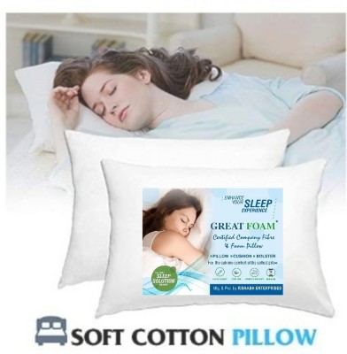 GREAT FOAM PACK OF 2 RELIANCE FIBRE INSIDE Polyester Fibre Solid Sleeping Pillow Pack of 2(Multicolor, White)