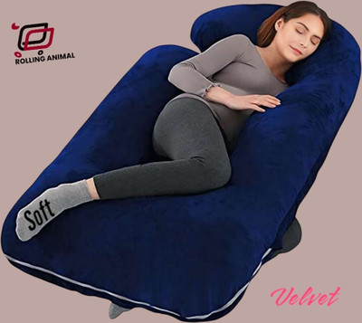 Rolling Animal Polyester Fibre Solid Pregnancy Pillow Pack of 1(Blue)